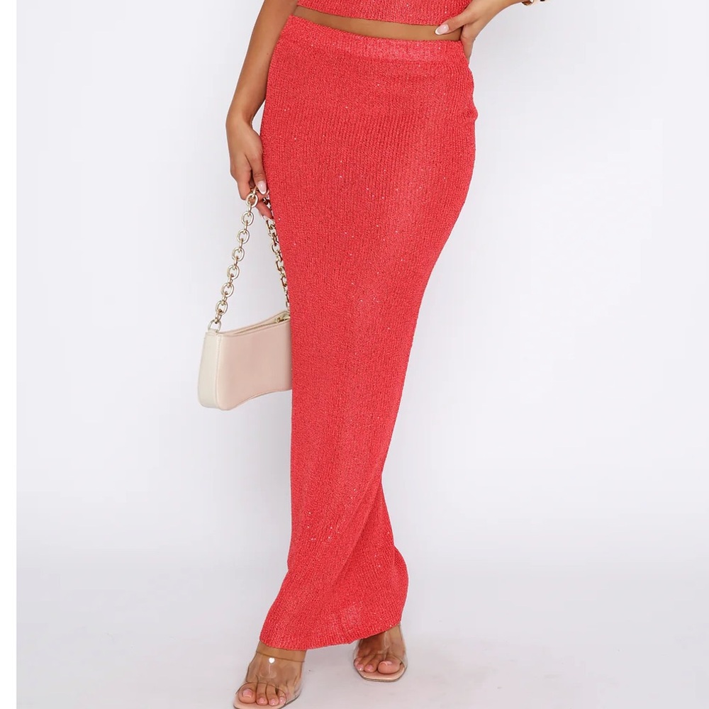 White Fox Star Shining Sequin Knit Maxi Skirt